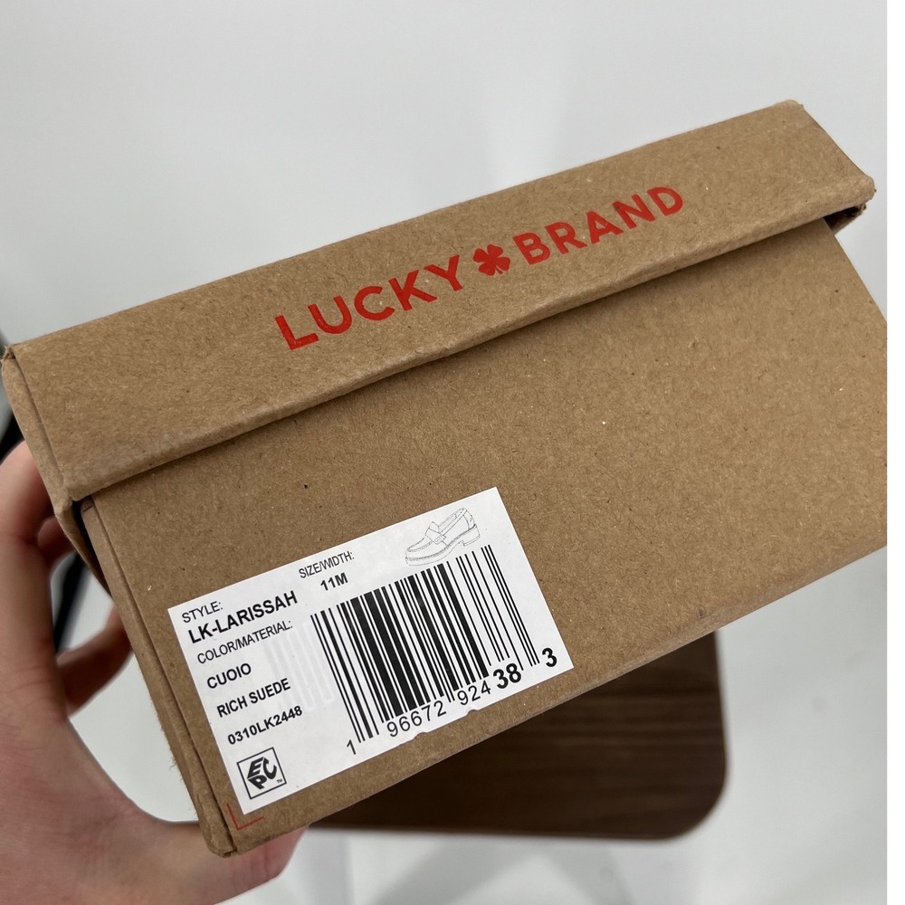 Lucky Brand Larissah Suede Loafers Cuoio Brown Whipstitch Penny Shoe NWT Size 11 - Picture 8 of 8